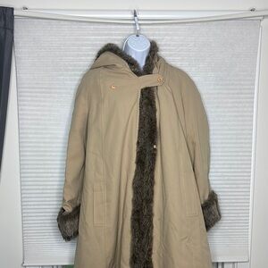 Tan Teddy Jacket with Hood and Relaxed Fit